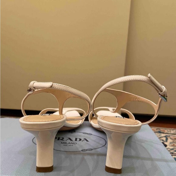 Prada White Kitten Heels Slingback Sandals - Picture 4 of 8